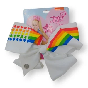 JoJo Siwa Bow Collection White Rainbow Hearts Girls Hair Bows Clip Accessories - Picture 1 of 4