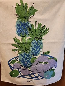 Vintage Vera Neumann Kitchen Tea Towel Pineapple Cotton Linen 25"x21" - Picture 1 of 11