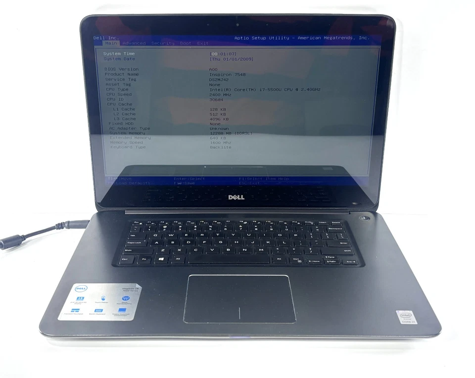 PARA REPUESTOS: Dell Inspiron 7548 - 15.6" 4K Touch, 2.4GHz i7, 12GB L RAM, 480GB SSD Foto 1 de 4