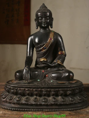 Antigua estatua de Buda Shakyamuni Sakyamuni Amitabha de bronce puro del Tíbet de 8,2" Foto 1 de 4