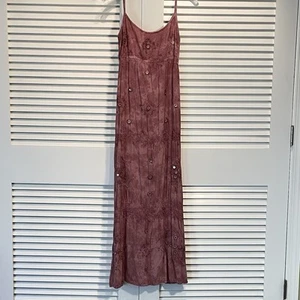 Vintage Papillon India Rayon Maxi Dress Boho Embroidered Sequined Womens Small - Picture 1 of 18