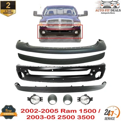 Kit de parachoques delantero cebado + luces antiniebla para Ram 1500 2002-2005 / 2003-05 2500 3500 Foto 1 de 4