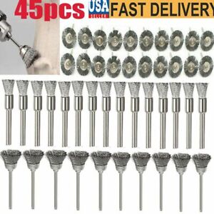 45X Stainless Steel Wire Brush Set For Dremel Rotary Tool die grinder flat wheel