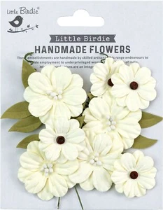 Little Birdie Fiorella Paper Flowers 12/Pkg-Moon Light - Picture 1 of 2