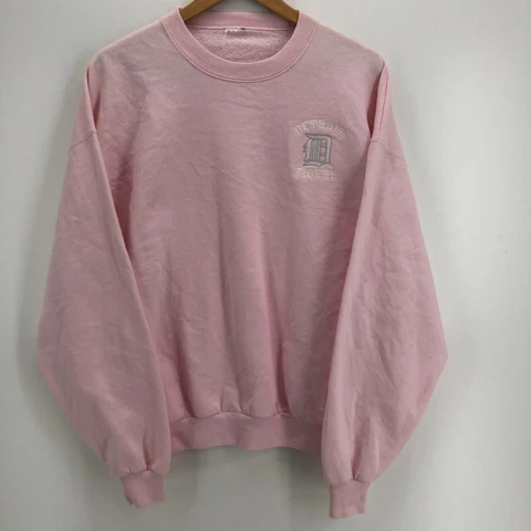 Unbranded Sweatshirt Men's 2XL Pink Detroit Tigers Logo Embroidered Solid Cover