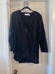 DENIM & CO Active Petite French Terry Vented Jacket BLACK sz SMALL PETITE - Picture 1 of 2