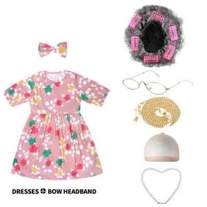 Old Lady Costume for Kids Granny 100 Days of School Girl Cosplay Costume Wig Set - Picture 1 of 39