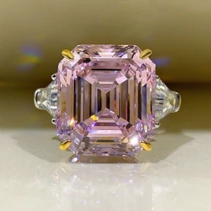 16ct Lab Grown Diamond Emerald Cut Ring in 18K Gold Vermeil, for Women, Elegant - Picture 1 of 21