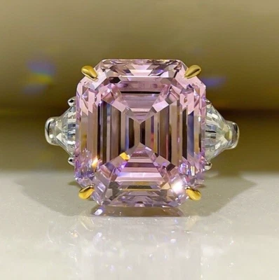 16ct Lab Grown Diamond Emerald Cut Ring in 18K Gold Vermeil, for Women, Elegant - Image 1 of 4