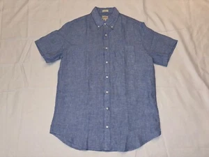 J.Crew Hombre Manga Corta Baird McNutt Camisa Lino Irlandés, Azul, Mediano Alto - Imagen 1 de 10