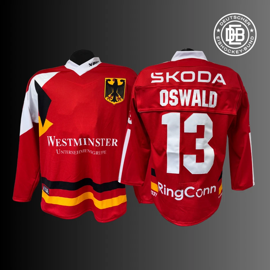 Eishockey GameIssued Trikot Männer Deutschland Cup 2025 Veit Oswald #13 - Bild 1 von 1