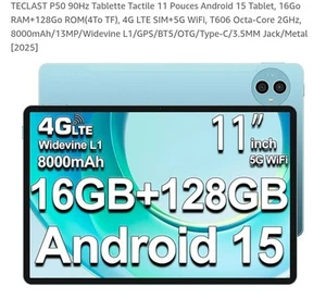 Tablette Teclast P50 - 11"- Android 14, 128 Go, Bleu - Photo 1/1