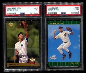 Lot of 2 Derek Jeter Yankees Hof 1993 Upper Deck & Select Rookie Cards PSA - Bild 1 von 2