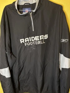 NFL Authentic Sideline RAIDERS Jacket Size M Vintage 90s Reflective Logo Patches - Picture 1 of 4