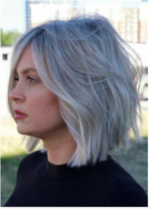 100% Human Hair New Fashion Glamour Short Gray Wavy Natural Women's Wigs