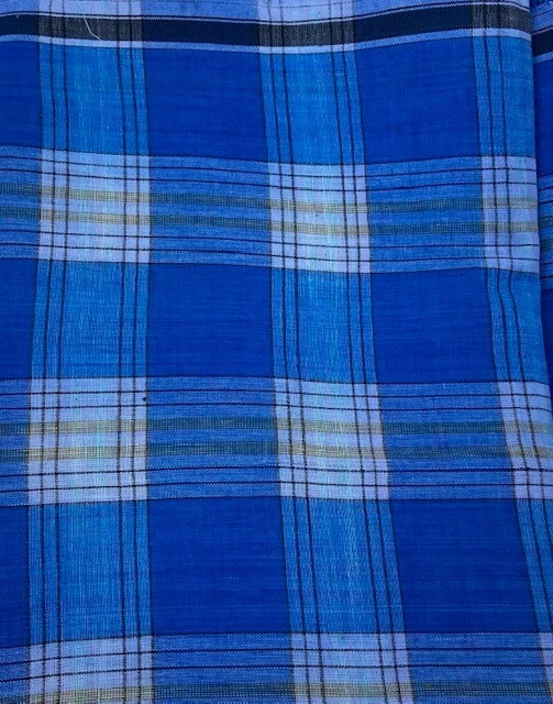 Anuncio único, algodón de la India - azul con cuadros a rayas negras y amarillas Foto 1 de 1