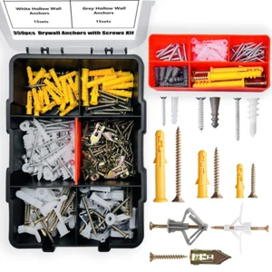 9 Größen, 350PCS Trockenbauanker und Schrauben Sortiment Kit, inkl. Kunststoffwand - Bild 1 von 12