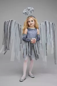 NEW Girls Chasing Fireflies Exclusive Gothic Dark Angel Costume Wings Halo Sz 6 - Picture 1 of 4
