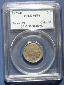 1925-D Buffalo Nickel - PCGS VF30 - Better Date - Picture 1 of 4
