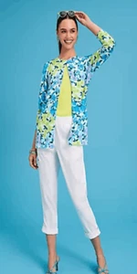 Isaac Mizrahi Live! Womens LT Brushed Sateen Cropped Pants Roll Cuff White NWOT) - Picture 1 of 4