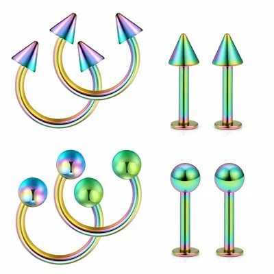 8 PIEZAS 20G Picos Circular Barra Herradura Labio Pezón Tabique Aro Anillo Pendiente Foto 1 de 4