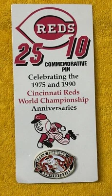 CINCINNATI REDS SGA COMMEMORATIVE PIN-1975 & 1990 CHAMPIONSHIP 25TH ANNIVERSARY - Image 1 of 3