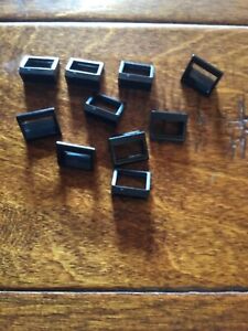 LEGO Lot of 10 Tile Modified 1 x 2 With Handle BLACK Replacement Part 2432