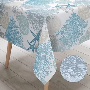 Nautical Coastal Rectangle Tablecloth Beach Ocean Print Table Cloth Waterproof S - Picture 1 of 7
