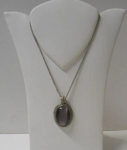 Neu ~ 3/4" Oval geformter Amethyst in Markasitenfassung Anhänger ~ 18" SP Kette Halskette - Bild 1 von 2