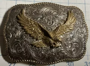 Vintage Gold Roped Crumrine Eagle Belt Buckle - Picture 1 of 11