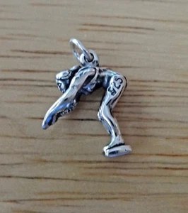 Sterling Silver 17x15mm Start Block Swimming Swim Team Diving Swimmer Charm - Picture 1 of 10