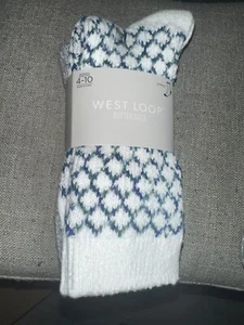 West Loop Women's Butter Socks Shoe Size 4-10 - 2 Pair Pack - White/blue/gray - Picture 1 of 3