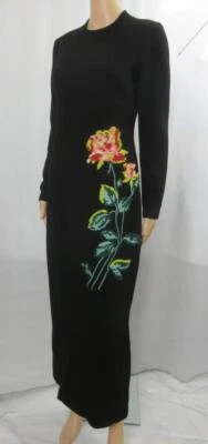 Vestido Lela Rose Negro Columna Punto de Cruz Apliques Bordado Talla 2 Nuevo con Etiquetas $1790 Foto 1 de 4
