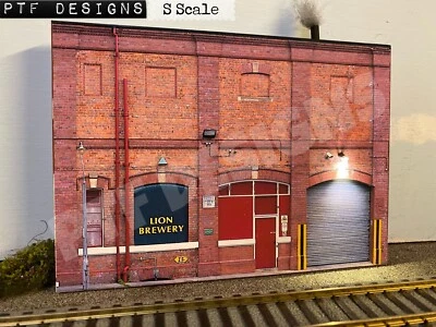 S Scale 🍺 Brewery Building Flat / Front 3D Background w/ LED, 4 American Flyer - Image 1 of 4