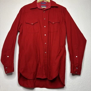 Pendleton High Grade Western Wear VTG Red Pure Wool Men’s Pearl Snap XL Long - Picture 1 of 10