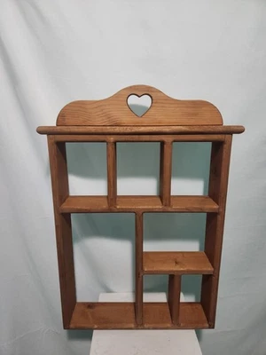 Heart Shape Wood Hanging Wall Shelf. 7 Compartments. Vintage. Knicks Knack  - Image 1 of 4