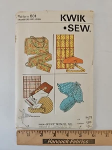 Kwik Sew 831 Make-Up Bag Shower Cap & Shoe Organizer Pattern w/ Transfers UC FF - Picture 1 of 6