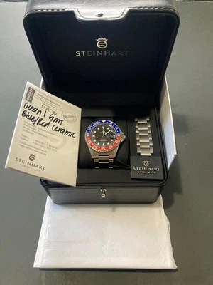 Steinhart Ocean One GMT Blue Red Swiss 42mm Men's Swiss Diver Watch 103-1099 - Image 1 of 4