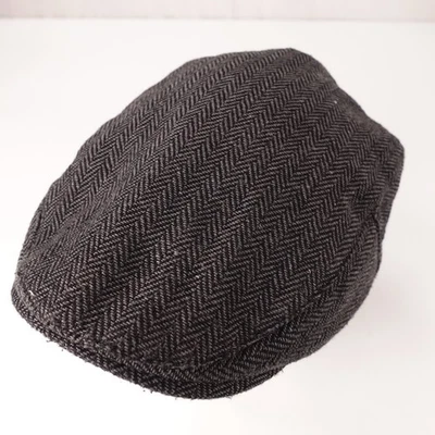 男孩羊毛混纺平底帽人字形图案灰色可调节帽子 — 第 1/4 张图片
