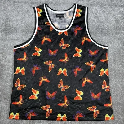 Мужская майка без границ 3XL Цвет черный Цвет красный Бабочки Отпуск Y2K - Изображение 1 из 4