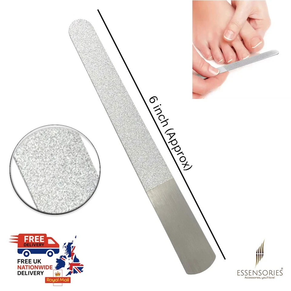 Stainless Steel Diamond Dusted Metal Nail Files-Reusable Manicure Pedicure Tool
