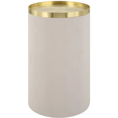 Uttermost 22991 Circuit End or Side Table Brushed Brass and White Faux Shagreen - Image 1 of 4