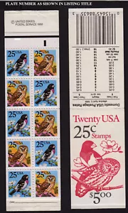 1988 Grosbeak Owl Sc BK160 booklet premium (2 Sc 2285b panes) plate number 1111 - Picture 1 of 1