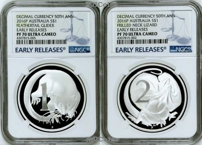 2-COIN Set 50th Anniversary of Australian Decimal Currency Silver $1 NGC PF70  - Image 1 of 4