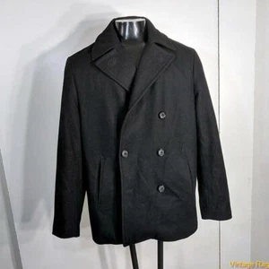ST. JOHN'S BAY Wool Jacket Pea Coat Overcoat Mens Size M Black insulated - Picture 1 of 7