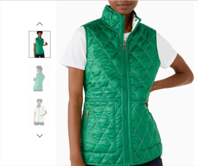 Chaleco Kate Spade Acolchado Reversible Verde/Blanco Lunares Nuevo con Etiquetas Talla L Foto 1 de 4