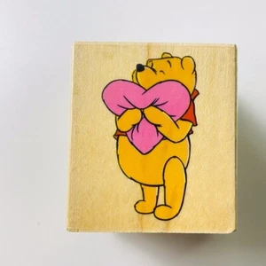 Pooh~Heart Hugs~Disney~Rubber Stamp on Wood~1.5"X1.75"~All Night Media #997-E09 - Picture 1 of 7