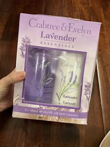 Set of 2 Crabtree & Evelyn Lavender Bath Shower Gel + Body Lotion ~ 16.9 oz New - Picture 1 of 3