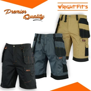 Mens Work Shorts Heavy Duty Black Grey & Khaki Multi Pockets Cargo Summer Shorts - Picture 1 of 31