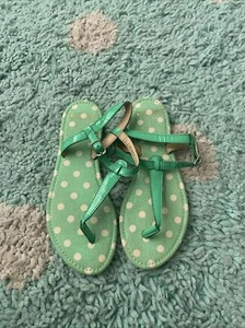 Crewcuts Girl Patent Leather Sandal Thong Flip Flop Shoe 3 Green J. Kid T Strap - Picture 1 of 4